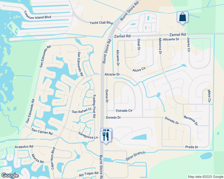 map of restaurants, bars, coffee shops, grocery stores, and more near 25136 Estrada Circle in Punta Gorda