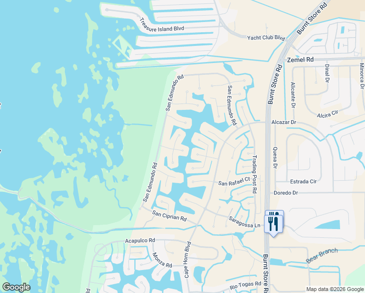 map of restaurants, bars, coffee shops, grocery stores, and more near 24282 Silver Lane in Punta Gorda