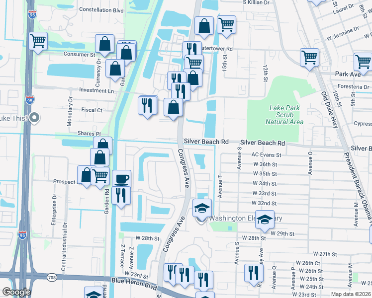 map of restaurants, bars, coffee shops, grocery stores, and more near 3737 Sonoma Drive in Riviera Beach