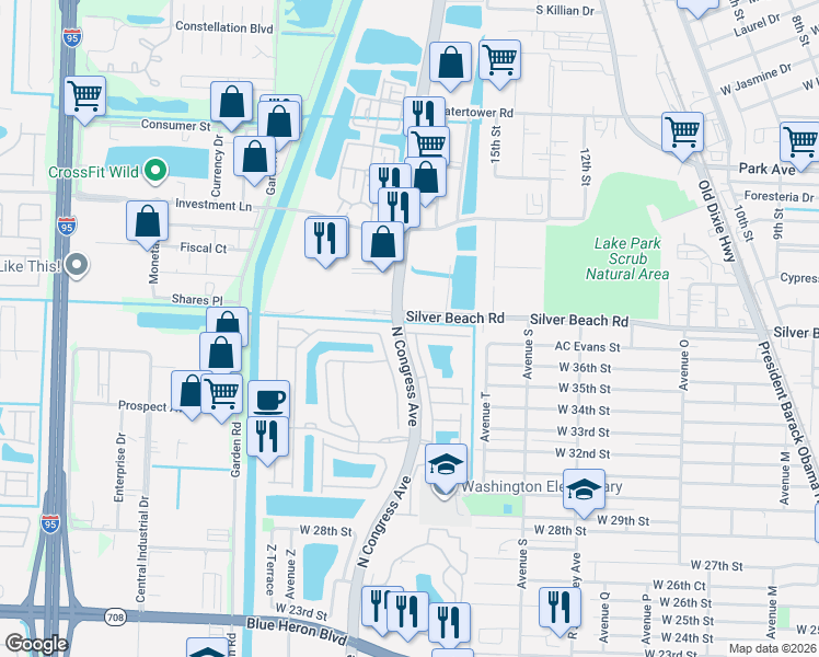 map of restaurants, bars, coffee shops, grocery stores, and more near 3737 Sonoma Drive in Riviera Beach