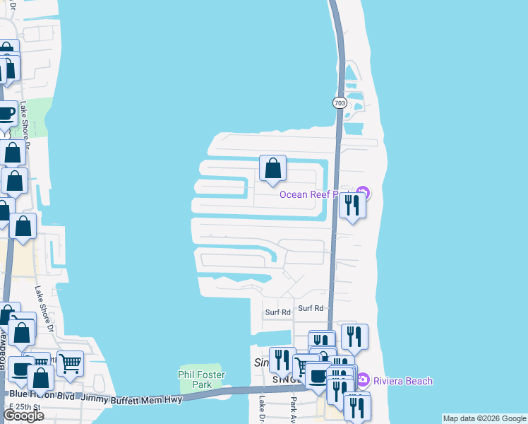 map of restaurants, bars, coffee shops, grocery stores, and more near 1151 Coral Way in West Palm Beach