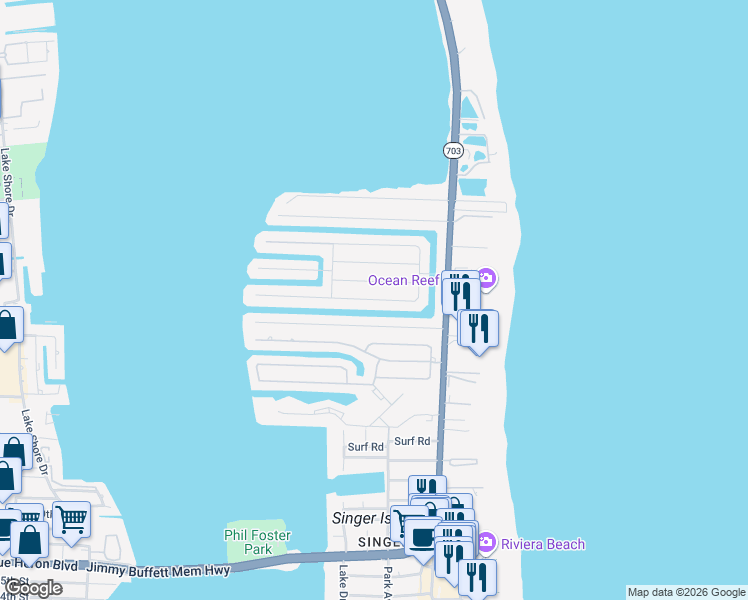 map of restaurants, bars, coffee shops, grocery stores, and more near 1205 Coral Way in West Palm Beach