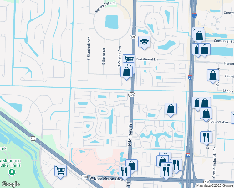 map of restaurants, bars, coffee shops, grocery stores, and more near 1031 Aspri Way in Palm Beach Gardens