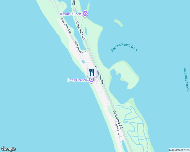 map of restaurants, bars, coffee shops, grocery stores, and more near 5000 Gasparilla Rd-Bldg 5081 in Boca Grande