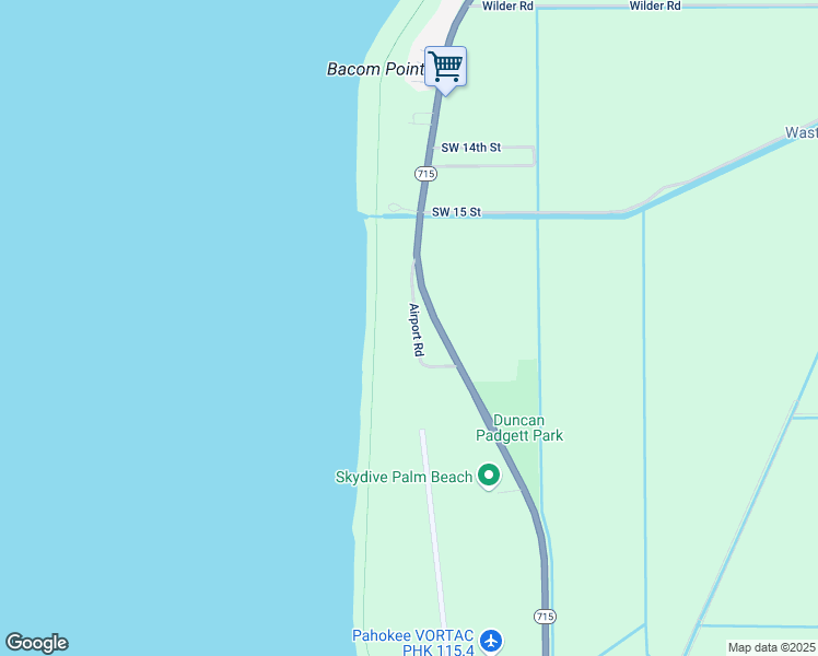 map of restaurants, bars, coffee shops, grocery stores, and more near 3583 Airport Road in Pahokee