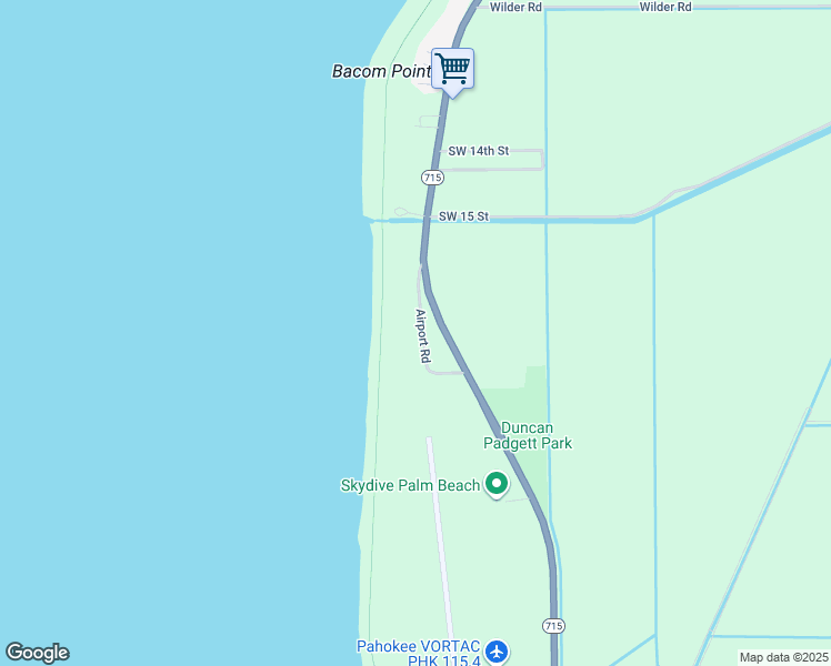map of restaurants, bars, coffee shops, grocery stores, and more near 3583 Airport Road in Pahokee