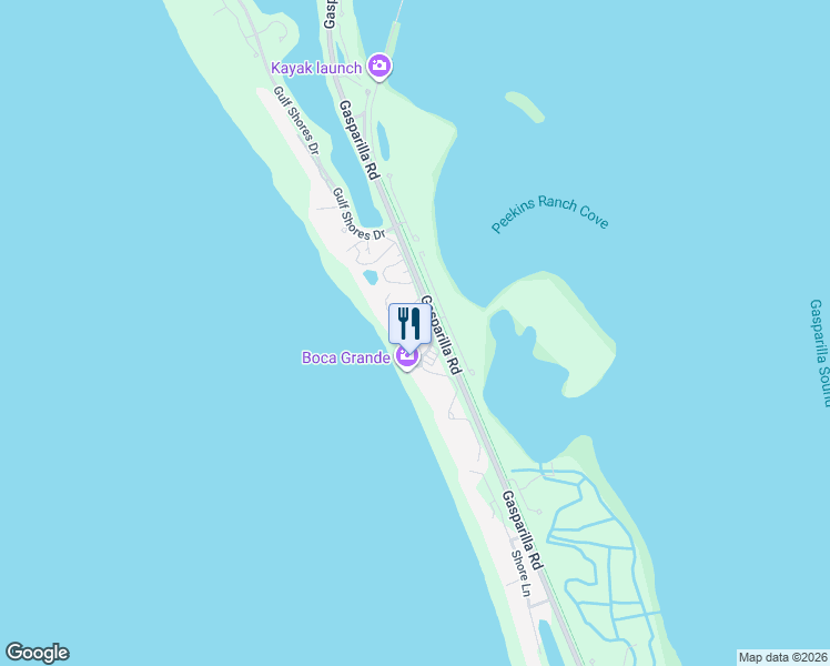 map of restaurants, bars, coffee shops, grocery stores, and more near 5000 Gasparilla Rd-Bldg 5081 in Boca Grande