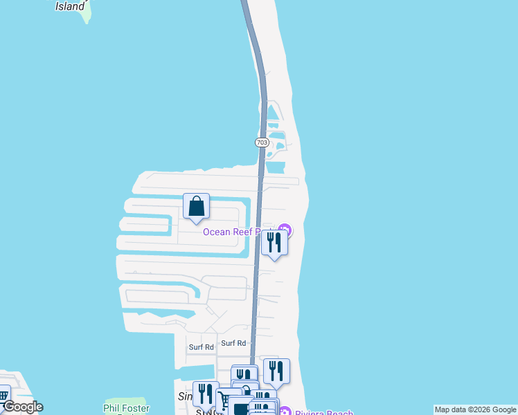 map of restaurants, bars, coffee shops, grocery stores, and more near 3959 North Ocean Drive in West Palm Beach