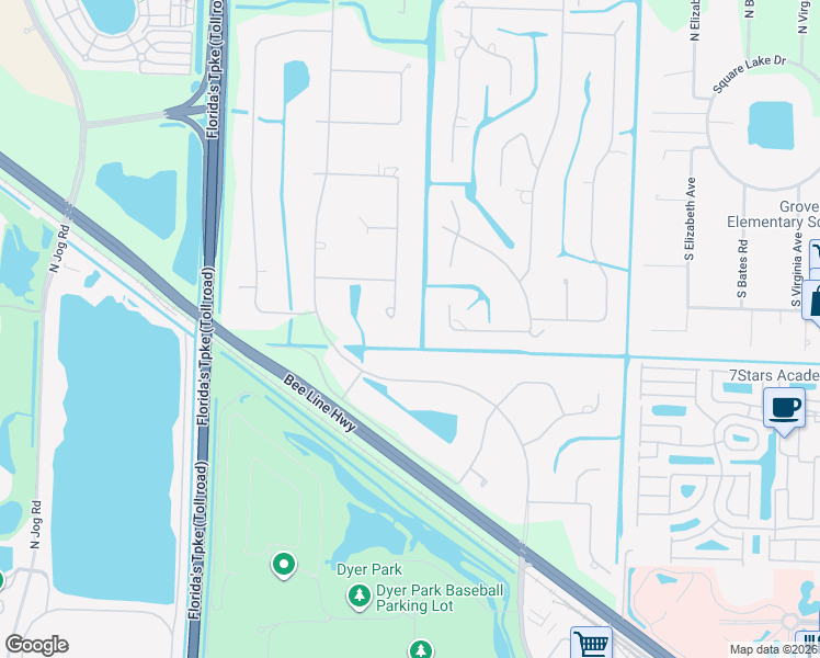 map of restaurants, bars, coffee shops, grocery stores, and more near 8124 South Native Dancer Road in Palm Beach Gardens