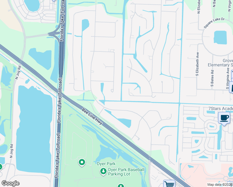 map of restaurants, bars, coffee shops, grocery stores, and more near 8124 South Native Dancer Road in Palm Beach Gardens