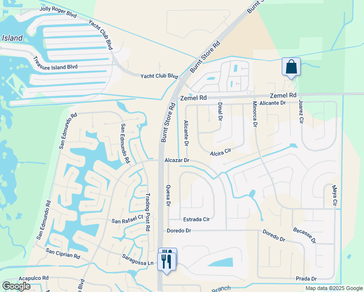 map of restaurants, bars, coffee shops, grocery stores, and more near 16145 Badalona Drive in Punta Gorda