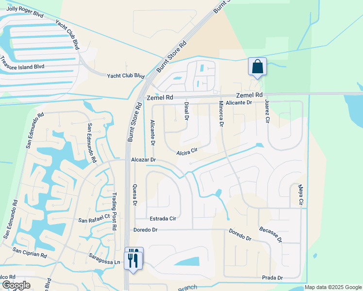 map of restaurants, bars, coffee shops, grocery stores, and more near 16186 Galiano Court in Punta Gorda