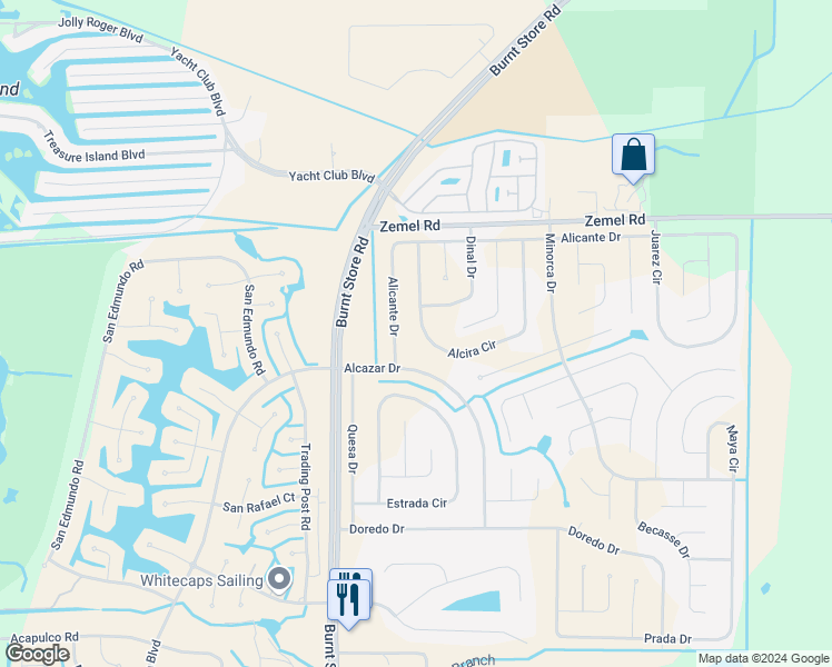 map of restaurants, bars, coffee shops, grocery stores, and more near 16307 Alcira Circle in Punta Gorda