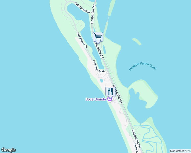 map of restaurants, bars, coffee shops, grocery stores, and more near 5000 Gasparilla Road in Boca Grande