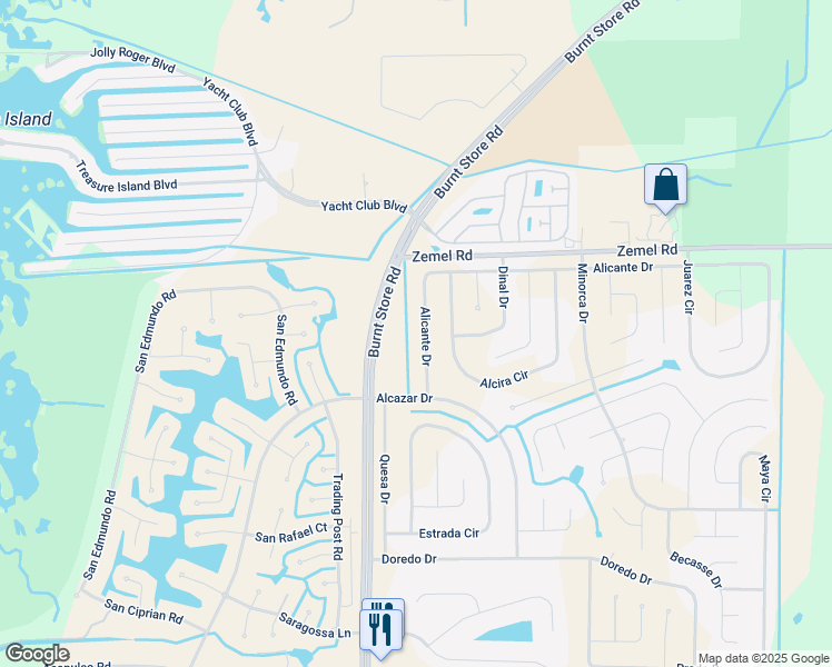 map of restaurants, bars, coffee shops, grocery stores, and more near 16095 Badalona Drive in Punta Gorda