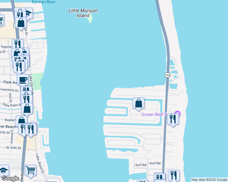 map of restaurants, bars, coffee shops, grocery stores, and more near 1010 Pine Point Road in West Palm Beach