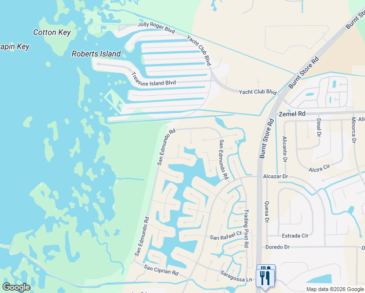 map of restaurants, bars, coffee shops, grocery stores, and more near 16091 Chitlan Court in Punta Gorda