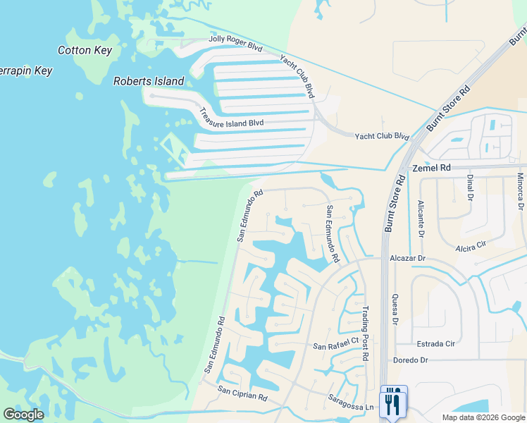 map of restaurants, bars, coffee shops, grocery stores, and more near 16091 Chitlan Court in Punta Gorda