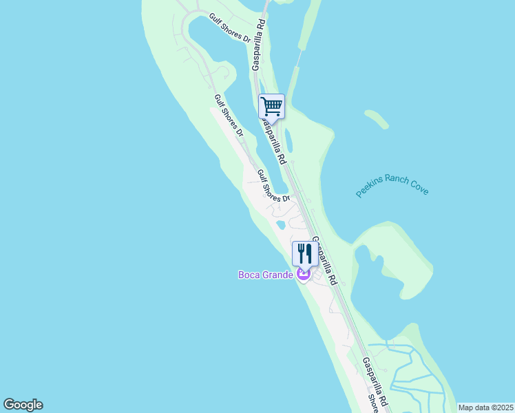 map of restaurants, bars, coffee shops, grocery stores, and more near 5700 Gulf Shores Drive in Boca Grande