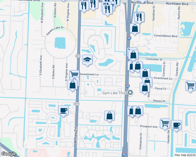 map of restaurants, bars, coffee shops, grocery stores, and more near 330 Summer Circle in Palm Beach Gardens