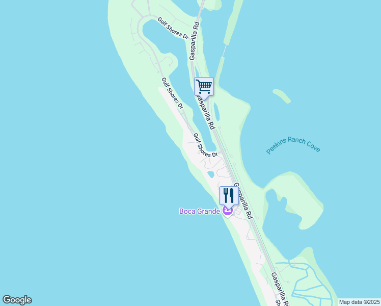 map of restaurants, bars, coffee shops, grocery stores, and more near 5000 Gasparilla Road in Boca Grande