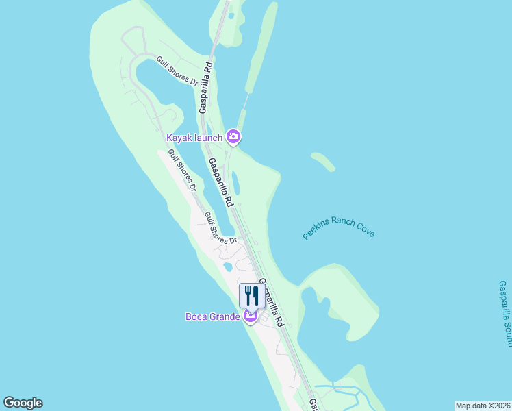 map of restaurants, bars, coffee shops, grocery stores, and more near 1 Peekins Cove Drive in Cape Haze