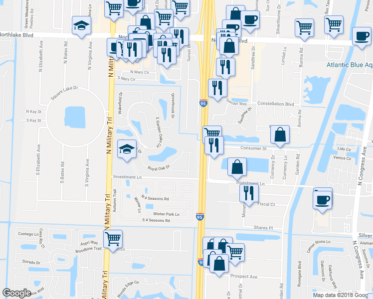 map of restaurants, bars, coffee shops, grocery stores, and more near 4071 Grove Point Road in Palm Beach Gardens