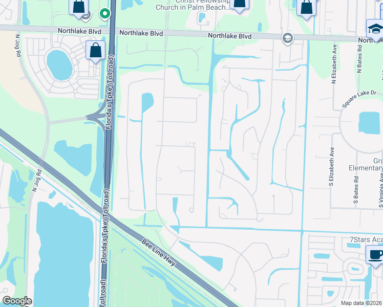 map of restaurants, bars, coffee shops, grocery stores, and more near 8464 South Native Dancer Road in Palm Beach Gardens