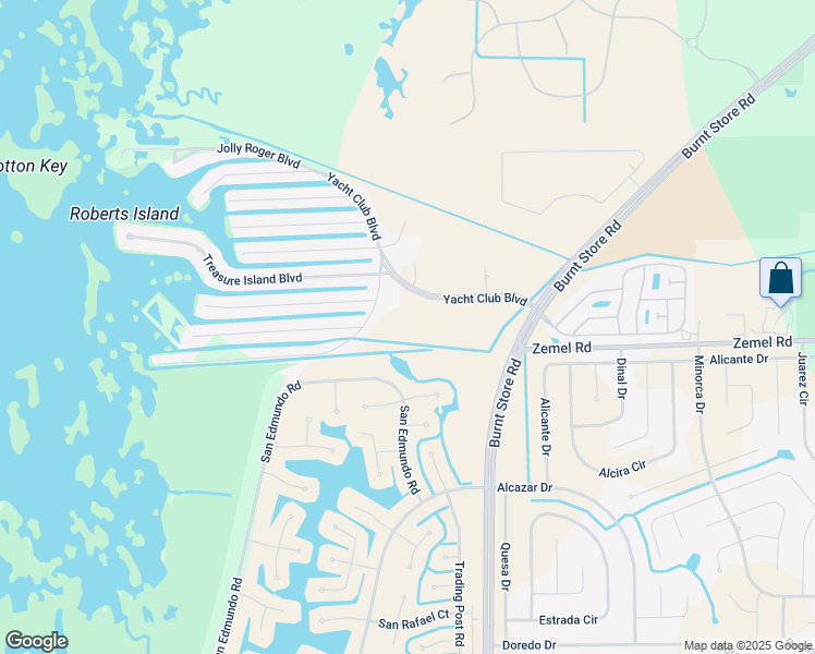 map of restaurants, bars, coffee shops, grocery stores, and more near 24511 Yacht Club Boulevard in Punta Gorda