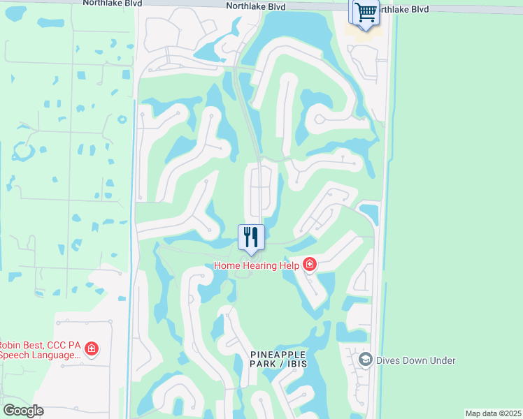 map of restaurants, bars, coffee shops, grocery stores, and more near Ibis Blvd & Heritage Club Dr in West Palm Beach