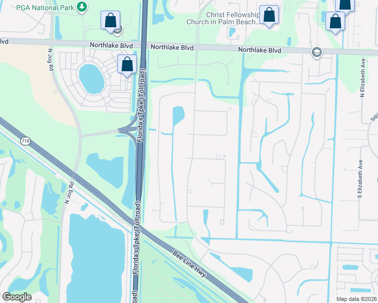 map of restaurants, bars, coffee shops, grocery stores, and more near 5723 High Flyer Road East in Palm Beach Gardens