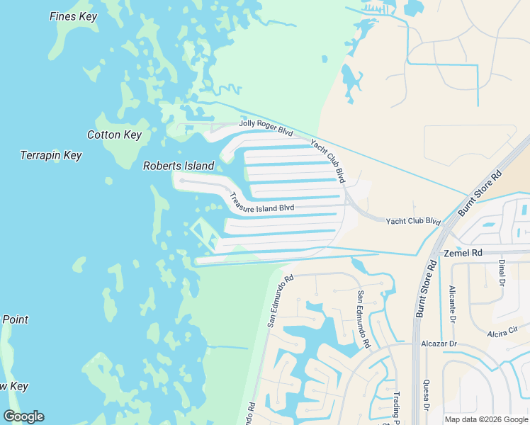 map of restaurants, bars, coffee shops, grocery stores, and more near 24267 Treasure Island Boulevard in Punta Gorda