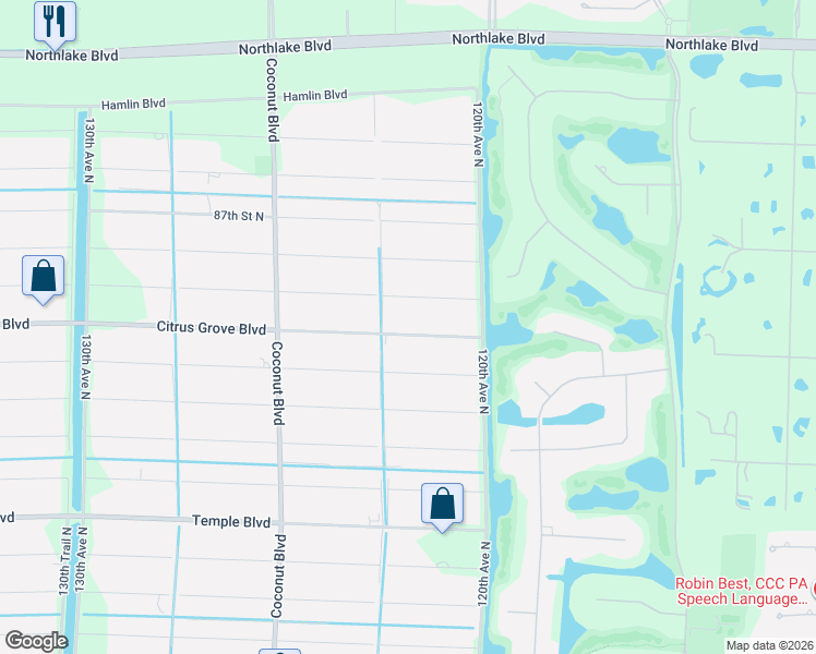 map of restaurants, bars, coffee shops, grocery stores, and more near 12213 Citrus Grove Boulevard in West Palm Beach