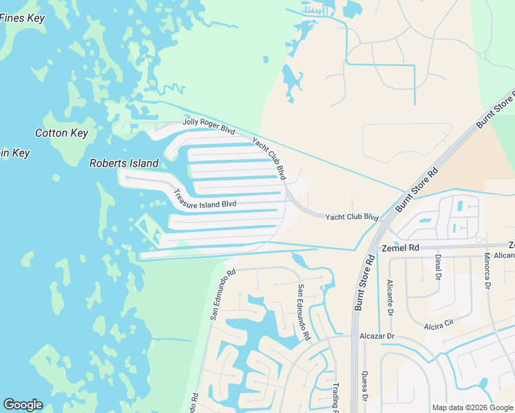 map of restaurants, bars, coffee shops, grocery stores, and more near 24367 Treasure Island Boulevard in Punta Gorda