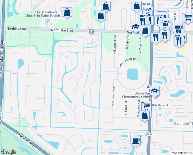 map of restaurants, bars, coffee shops, grocery stores, and more near 8514 Nashua Drive in Palm Beach Gardens