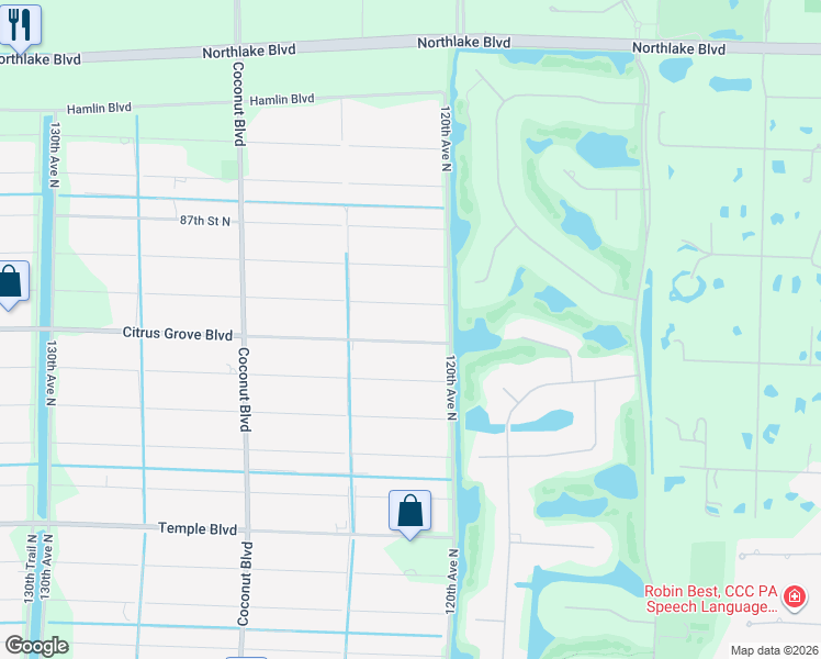 map of restaurants, bars, coffee shops, grocery stores, and more near 12137 Citrus Grove Boulevard in West Palm Beach