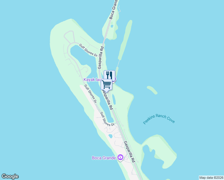map of restaurants, bars, coffee shops, grocery stores, and more near 5810 Gasparilla Road in Placida