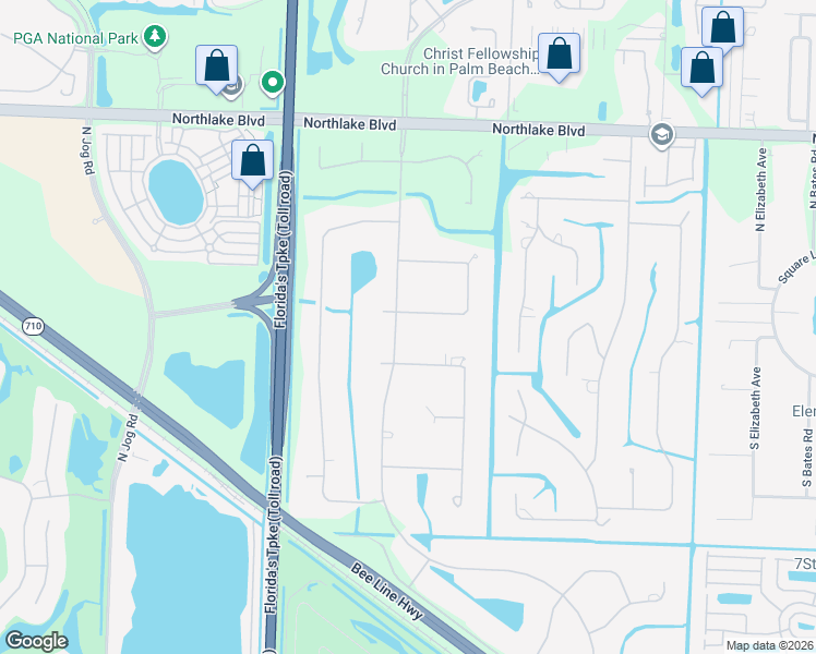 map of restaurants, bars, coffee shops, grocery stores, and more near 5723 High Flyer Road East in Palm Beach Gardens