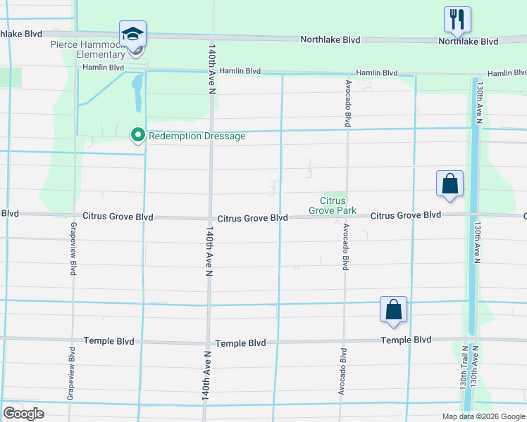 map of restaurants, bars, coffee shops, grocery stores, and more near 13760 Citrus Grove Boulevard in West Palm Beach