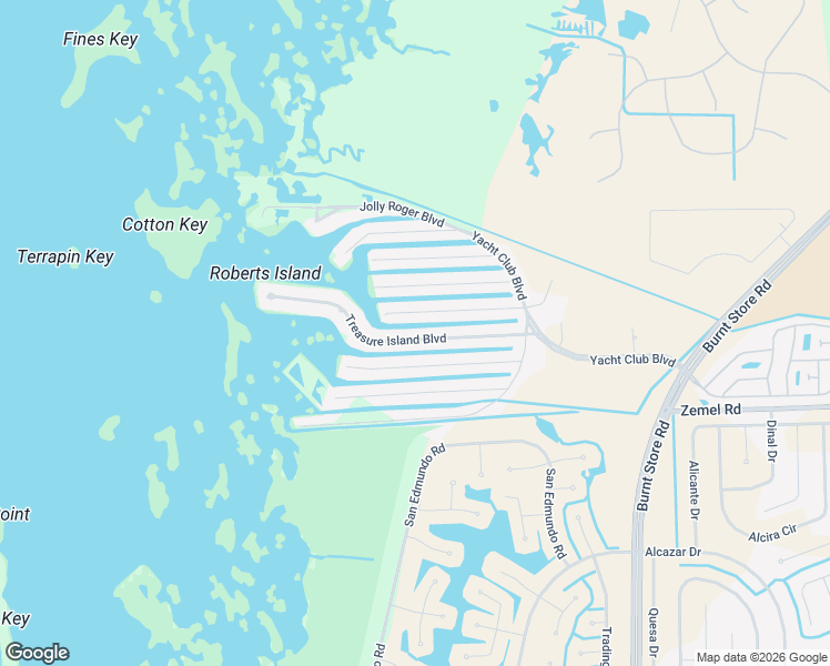 map of restaurants, bars, coffee shops, grocery stores, and more near 24288 Treasure Island Boulevard in Punta Gorda