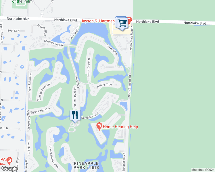 map of restaurants, bars, coffee shops, grocery stores, and more near 10244 Osprey Trce in West Palm Beach