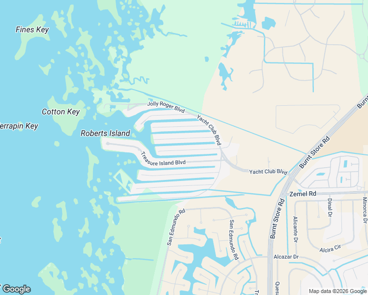 map of restaurants, bars, coffee shops, grocery stores, and more near 24286 Buccaneer Boulevard in Punta Gorda