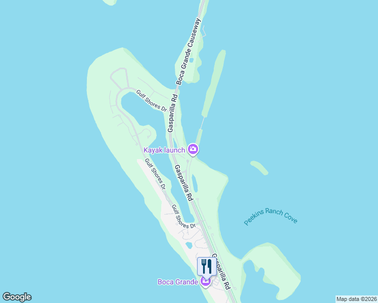 map of restaurants, bars, coffee shops, grocery stores, and more near 5820 Gasparilla Road in Placida