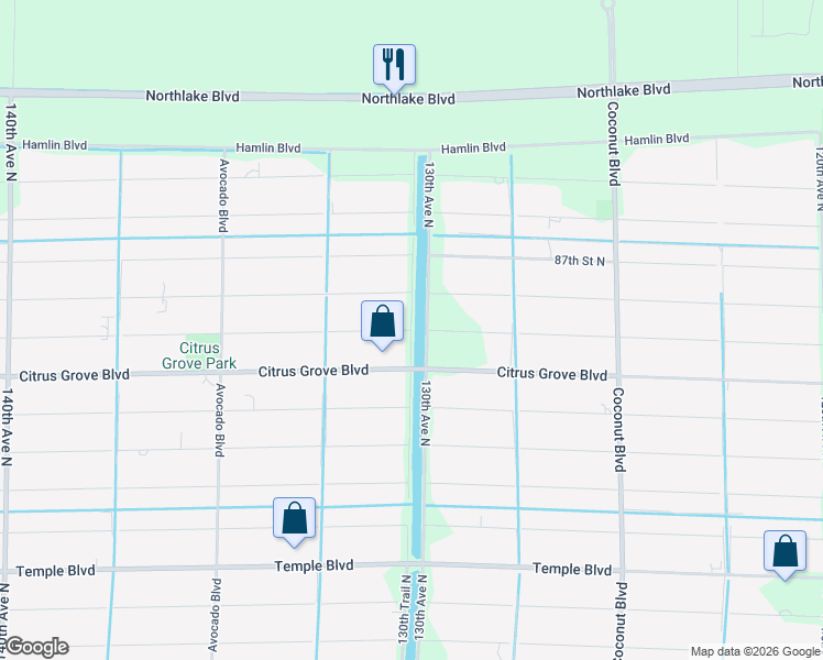 map of restaurants, bars, coffee shops, grocery stores, and more near 13049 85th Road North in West Palm Beach