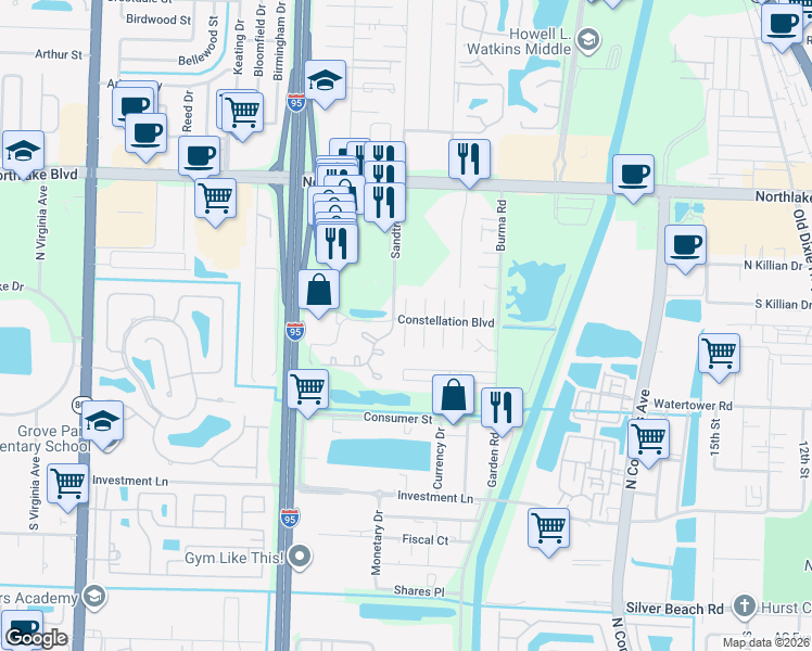 map of restaurants, bars, coffee shops, grocery stores, and more near 8666 Satalite Terrace in West Palm Beach
