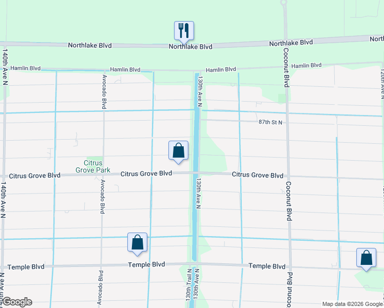 map of restaurants, bars, coffee shops, grocery stores, and more near 13049 85th Road North in West Palm Beach