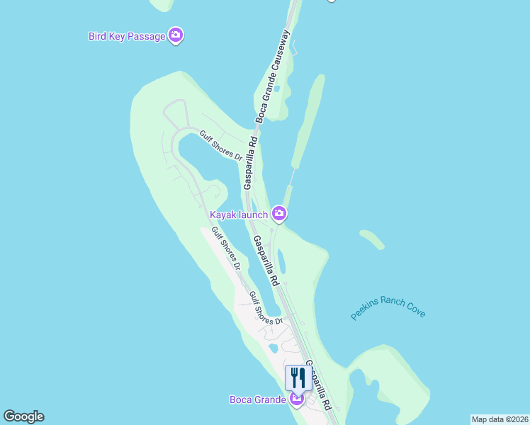 map of restaurants, bars, coffee shops, grocery stores, and more near 5810 Gasparilla Road in Placida