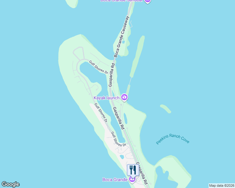 map of restaurants, bars, coffee shops, grocery stores, and more near 5810 Gasparilla Road in Placida