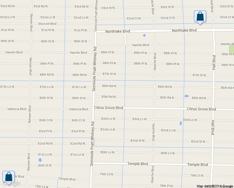 map of restaurants, bars, coffee shops, grocery stores, and more near 15773 85th Road North in Loxahatchee
