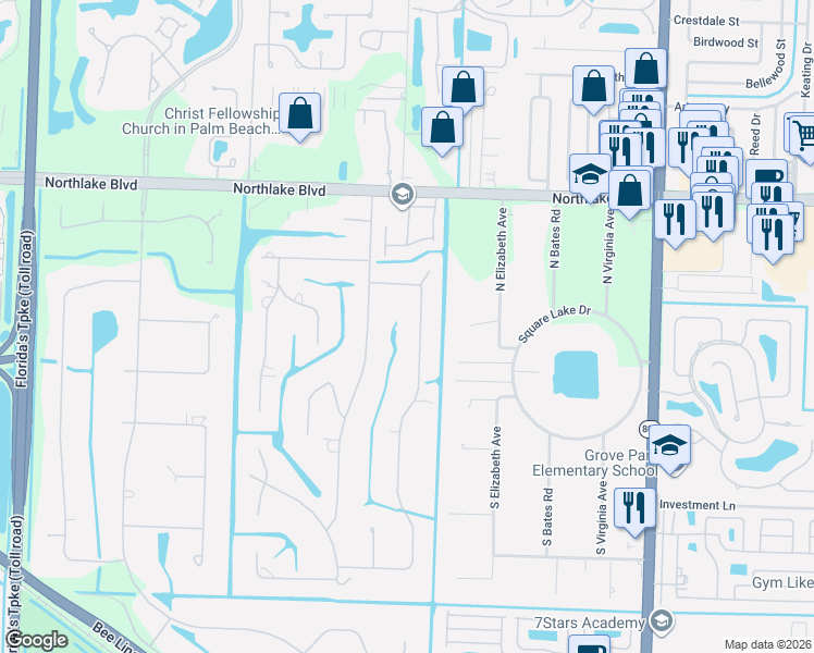 map of restaurants, bars, coffee shops, grocery stores, and more near 8705 Nashua Drive in Palm Beach Gardens